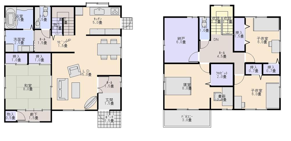 Building plan example (floor plan). Building plan example (1 Issue land) Building Price     2500 Ten thousand yen, Building area  133  sq m 40 tsubo