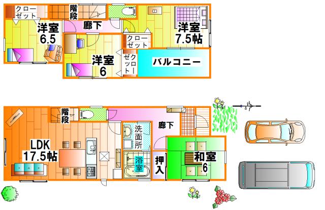 Floor plan. (No. 1 point), Price 24,800,000 yen, 4LDK, Land area 148.24 sq m , Building area 105.16 sq m