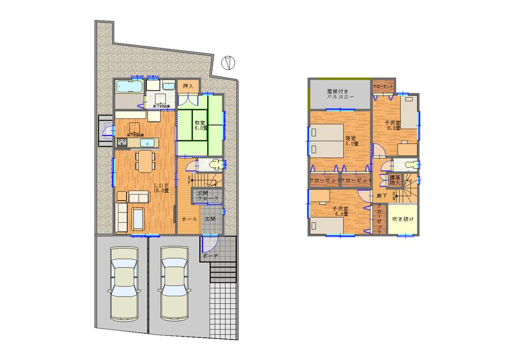 Floor plan. 21,800,000 yen, 4LDK, Land area 136 sq m , It is a building area of ​​103.5 sq m storage of large house. 
