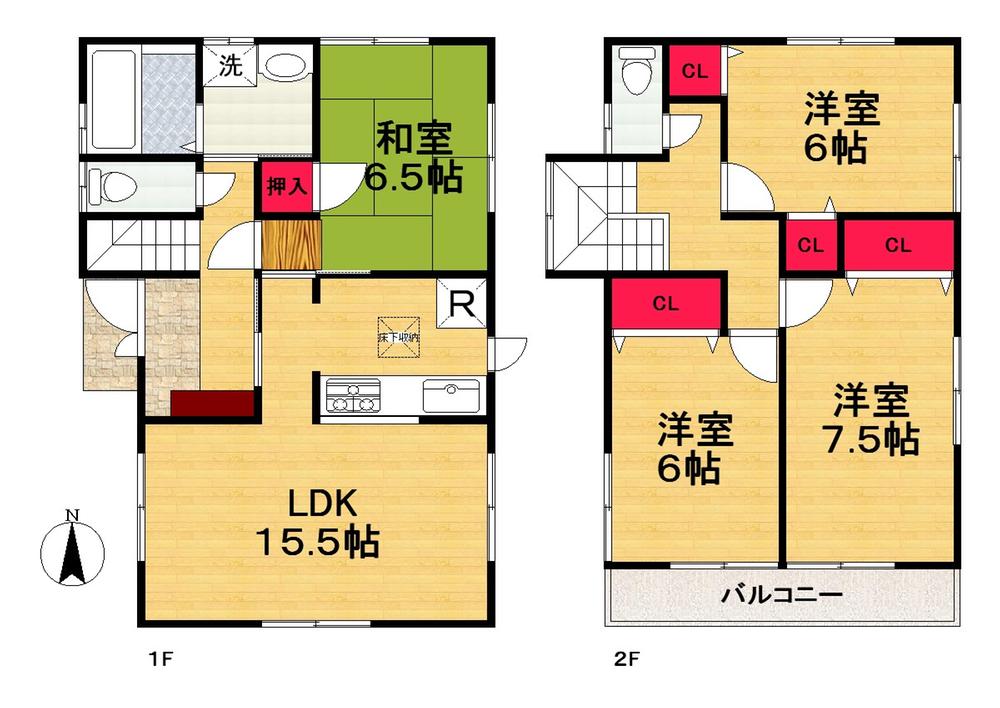 Floor plan. (No. 2 locations), Price 26,800,000 yen, 4LDK, Land area 166.04 sq m , Building area 97.2 sq m