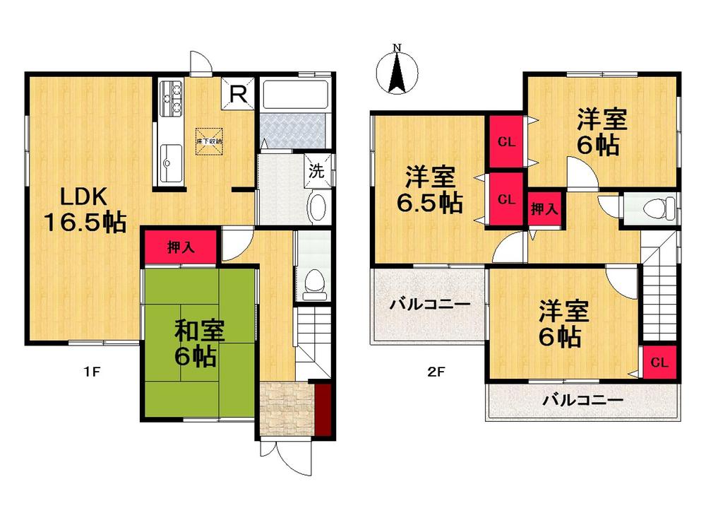 Floor plan. (No. 6 locations), Price 26,800,000 yen, 4LDK, Land area 166.66 sq m , Building area 95.58 sq m