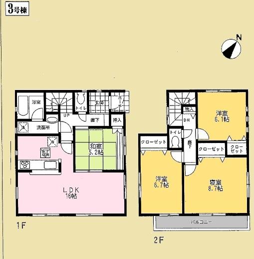 Floor plan. Price 16.8 million yen, 4LDK, Land area 143.66 sq m , Building area 97.19 sq m
