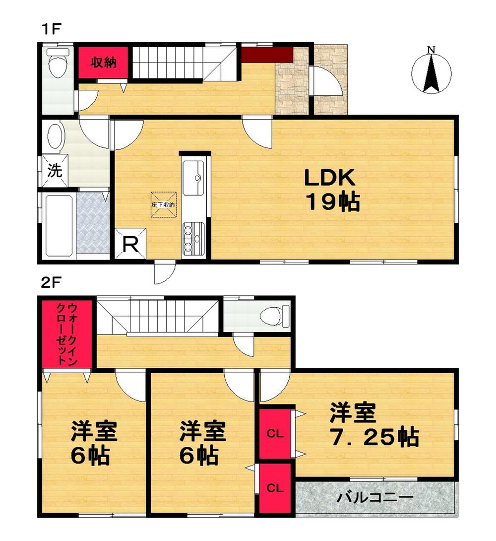 Floor plan. (1 Building), Price 20.8 million yen, 3LDK+S, Land area 128.31 sq m , Building area 95.63 sq m