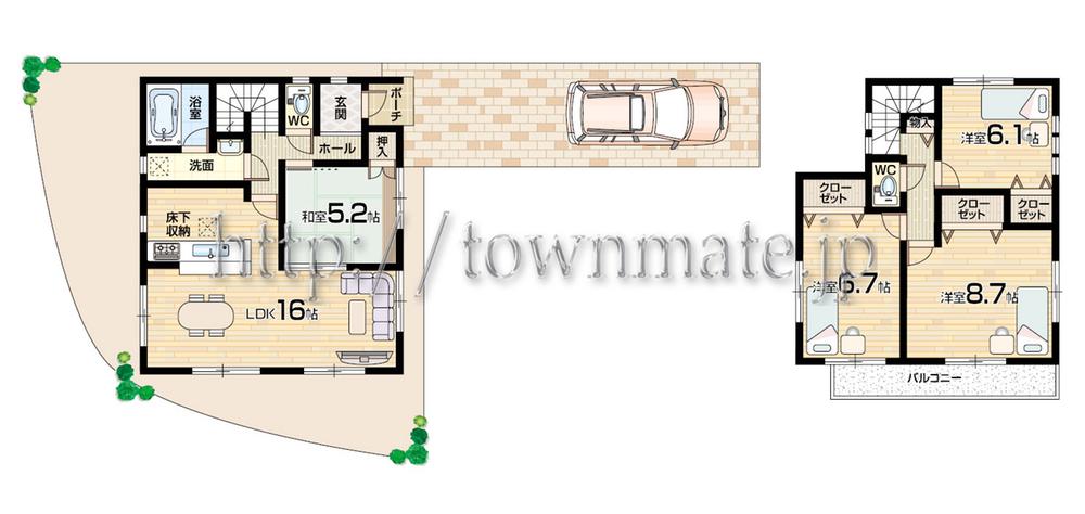 Floor plan. (3 Building), Price 16.8 million yen, 4LDK, Land area 143.66 sq m , Building area 97.19 sq m