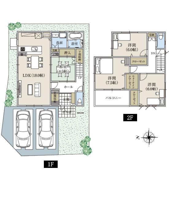 Other building plan example. Building plan example (H No. land) Building price 15,870,000 yen Building area 107.64 sq m