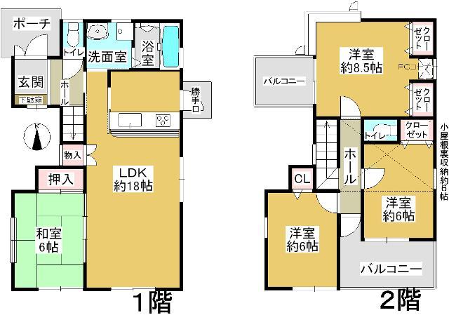 Floor plan. 33,800,000 yen, 4LDK, Land area 182.13 sq m , Building area 101.85 sq m