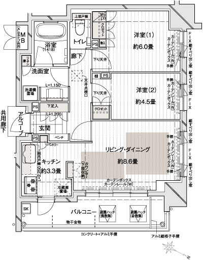 Floor: 2LDK, occupied area: 53.45 sq m, Price: 34,283,000 yen