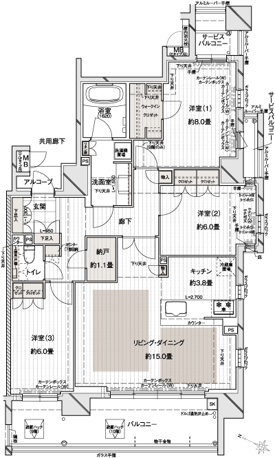 Floor: 3LDK + N (storeroom), the occupied area: 94.07 sq m, Price: 71,128,000 yen