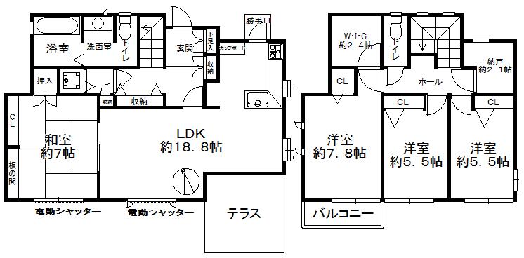 Floor plan. 42,700,000 yen, 4LDK + 2S (storeroom), Land area 218.18 sq m , Building area 199.98 sq m