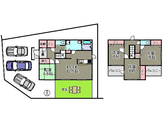 Floor plan. 41,100,000 yen, 4LDK, Land area 185.1 sq m , Building area 110.96 sq m