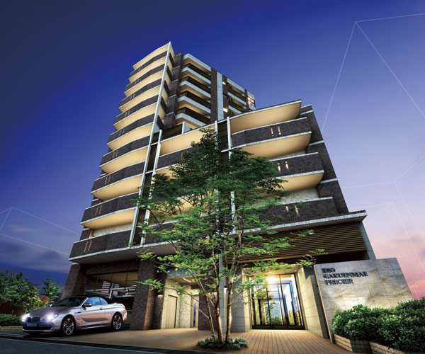 Buildings and facilities. As a landmark of Gakuenmae, Facade design to create a new landscape. House that produces its stately landscape, Of the people who chose as a place to live the "Gakuenkita chome", It will meet the high aesthetic sense (Exterior view)