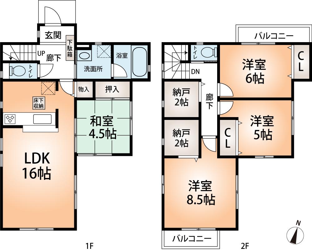 Floor plan. (1 Building), Price 23.8 million yen, 4LDK+2S, Land area 142.84 sq m , Building area 98.82 sq m