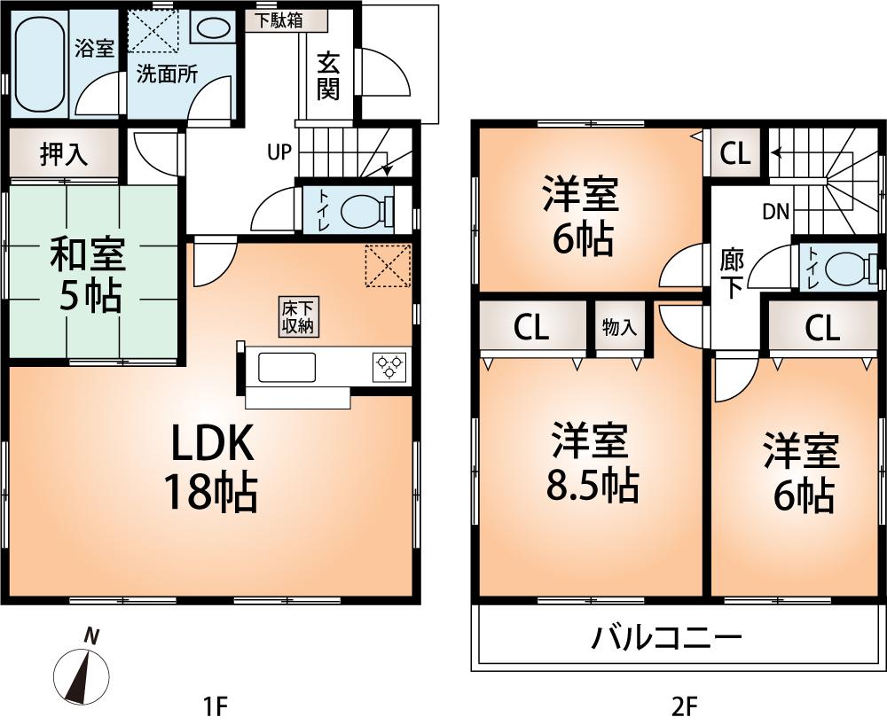 Floor plan. (4 Building), Price 25,800,000 yen, 4LDK, Land area 164.29 sq m , Building area 99.63 sq m