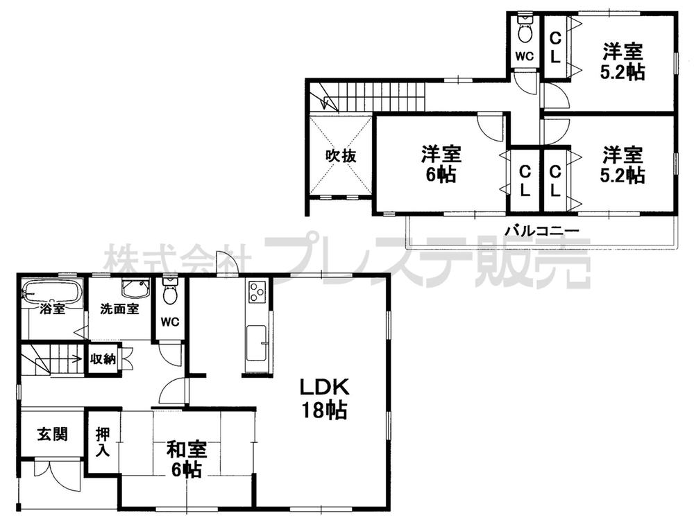 Building plan example (floor plan). Building plan example (No. 6 locations) 4LDK, Land price 17.8 million yen, Land area 194.4 sq m , Building price 15 million yen, Building area 100.19 sq m