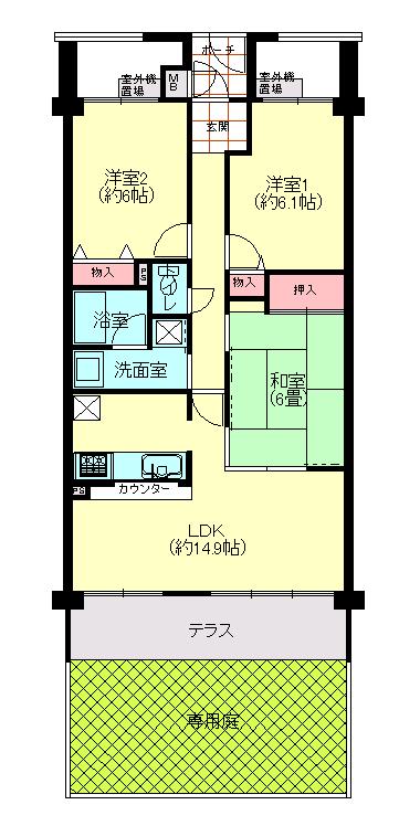 Floor plan. 3LDK, Price 8 million yen, Occupied area 70.87 sq m