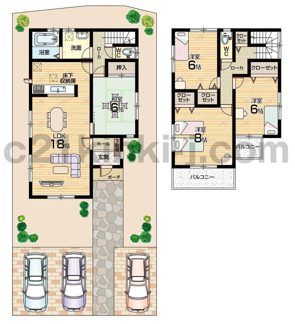 Floor plan. (No. 3 locations), Price 31,800,000 yen, 4LDK, Land area 210.87 sq m , Building area 106.98 sq m