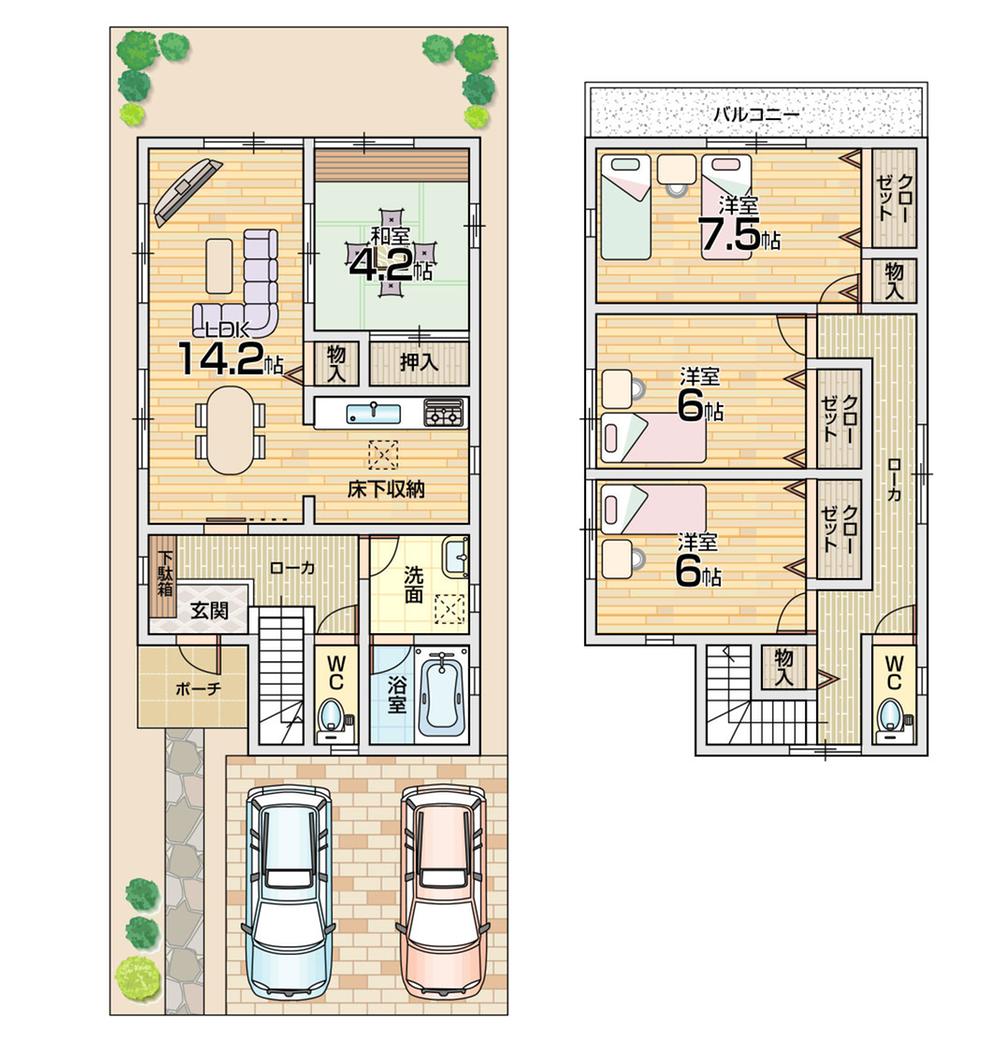 Floor plan. 25,800,000 yen, 4LDK, Land area 141.35 sq m , Building area 100.44 sq m 5 No. place