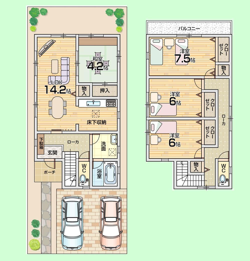 Floor plan. (No. 5 locations), Price 25,800,000 yen, 4LDK, Land area 141.35 sq m , Building area 100.44 sq m