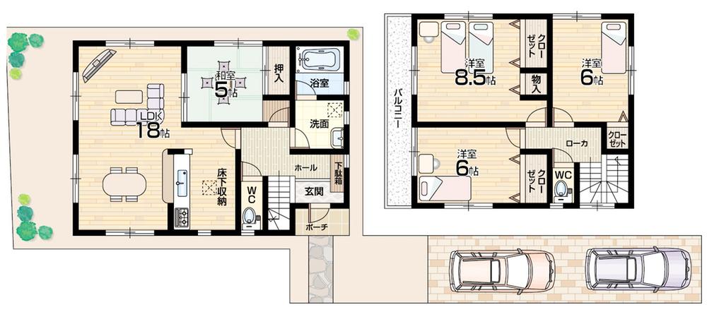 Floor plan. 25,800,000 yen, 4LDK, Land area 164.29 sq m , Building area 99.63 sq m floor plan 4LDK! Parking 2 cars! 