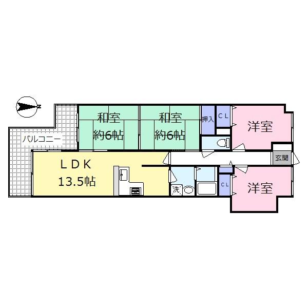 Floor plan. 4LDK, Price 8.5 million yen, Occupied area 81.39 sq m , Balcony area 13.65 sq m