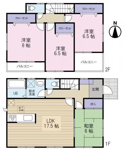 Floor plan. 26,800,000 yen, 4LDK, Land area 137.26 sq m , Building area 105.98 sq m