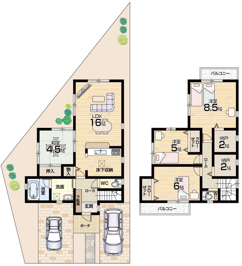 Floor plan. (No. 1 point), Price 23.8 million yen, 4LDK+2S, Land area 142.84 sq m , Building area 98.82 sq m
