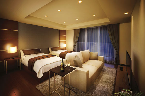 Shared facilities.  [Guest rooms] Such as when a person of the guest is staying, Guest Room of the hotel specification is available. Twin beds and a sofa, To cozy space with a TV, Bathroom, Bathroom vanity, Equipped with toilet. As relax relaxedly, It has been consideration to comfort ※ Paid (Rendering)