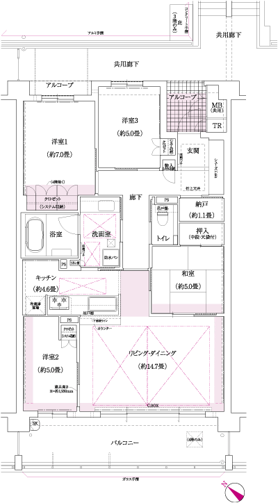 Floor: 4LDK + N, the occupied area: 96.35 sq m, Price: 50.9 million yen