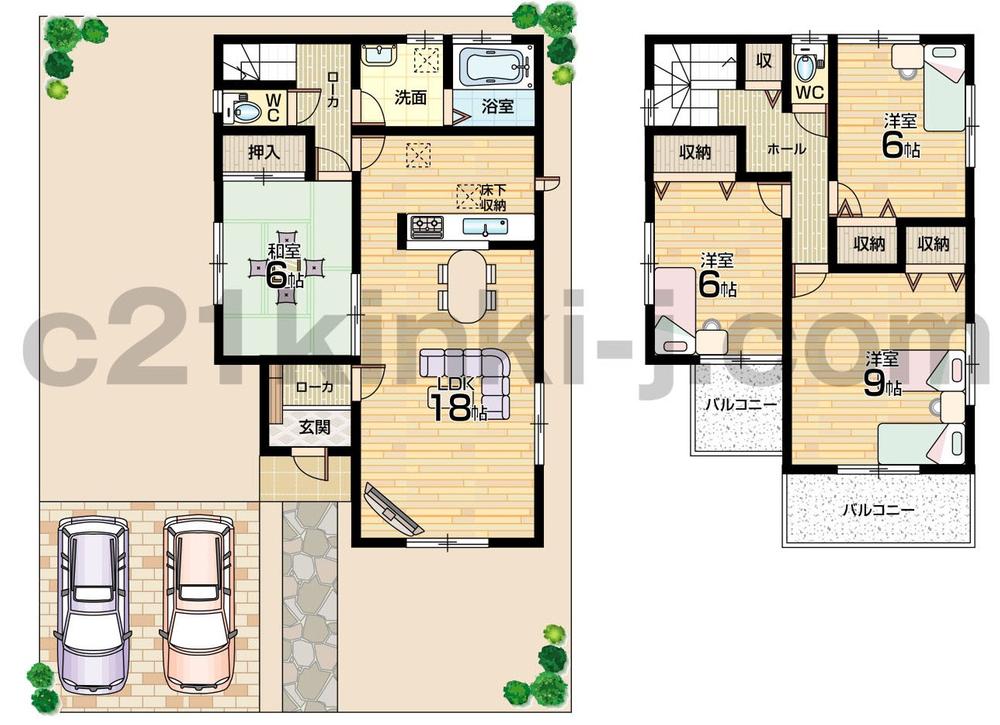 Floor plan. (No. 2 locations), Price 33,800,000 yen, 4LDK, Land area 155.37 sq m , Building area 105.98 sq m
