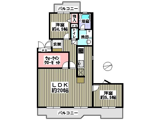 Floor plan. 2LDK + S (storeroom), Price 7.8 million yen, Occupied area 71.49 sq m , Balcony area 14.92 sq m