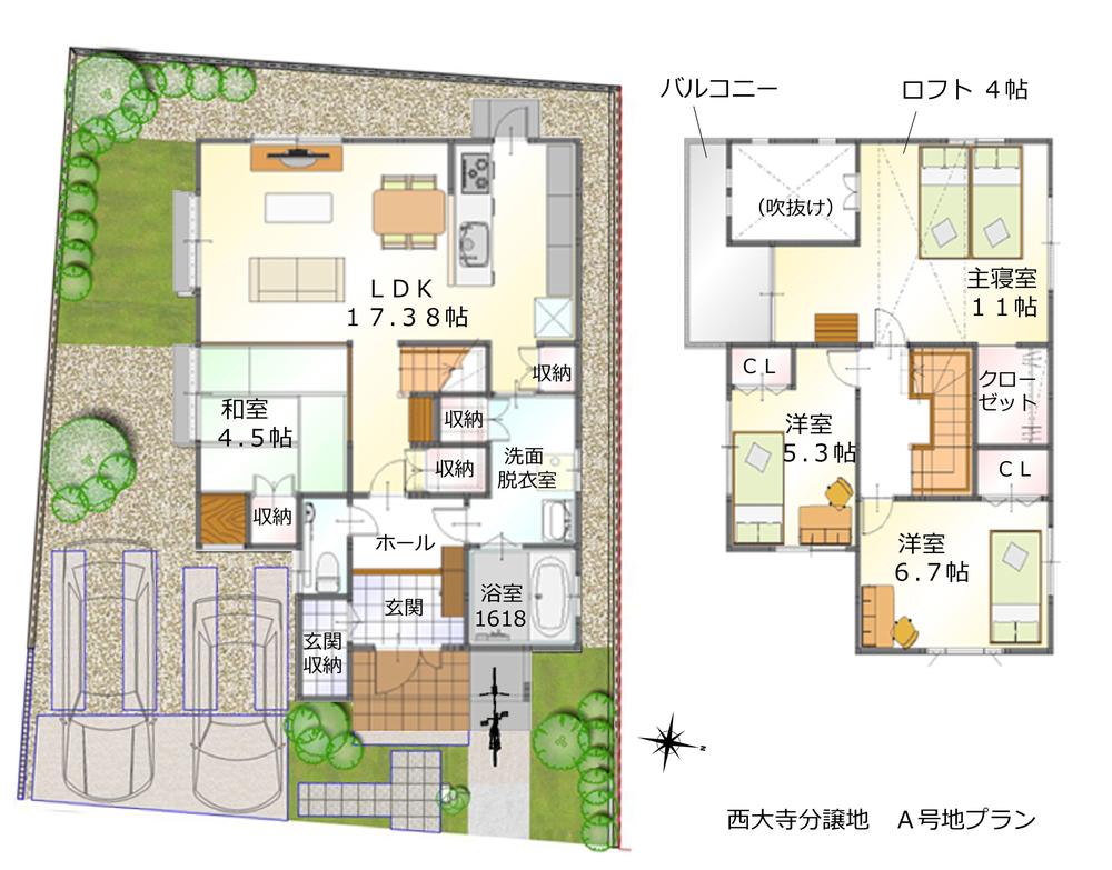 Floor plan. (A No. land), Price 35,122,000 yen, 4LDK, Land area 145.18 sq m , Building area 110.13 sq m