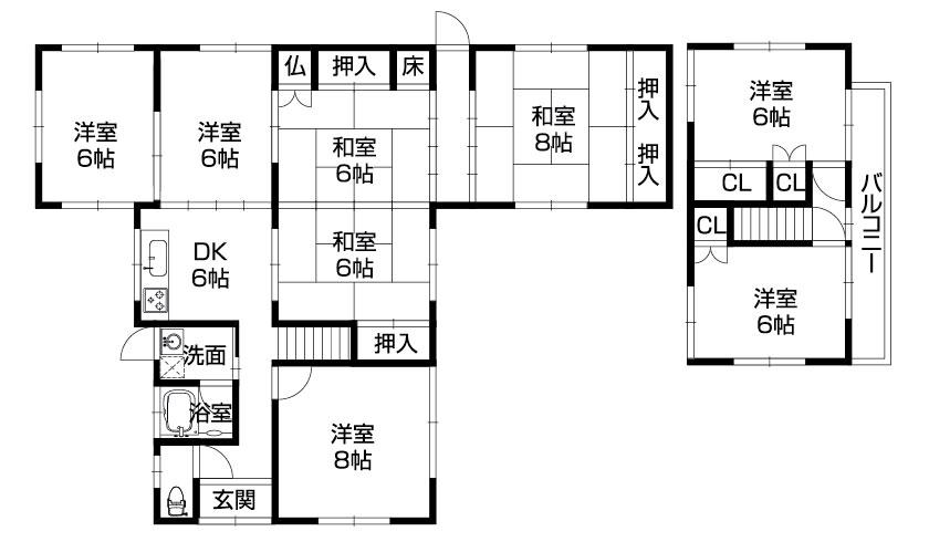 Floor plan. 14.9 million yen, 8DK, Land area 271.53 sq m , Building area 99.55 sq m