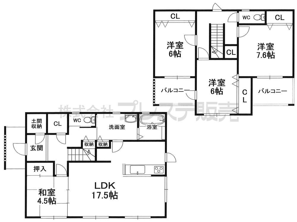 Floor plan. Price 39,697,000 yen, 4LDK, Land area 185.1 sq m , Building area 110.96 sq m