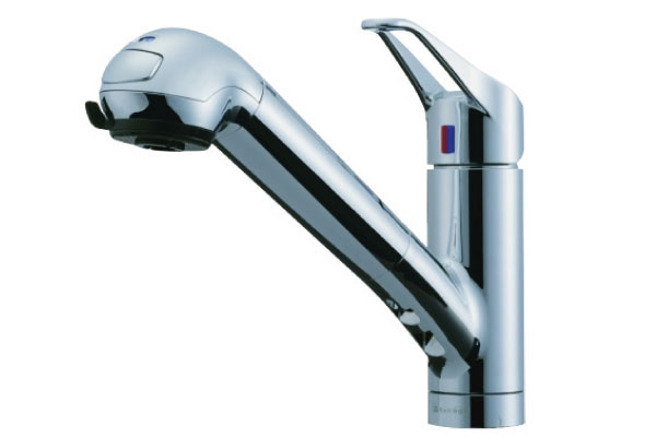 Kitchen.  [Water purification function with hand shower faucet] Equipped with a water purification function to the faucet can be drawn hose. It is possible to switch to clean water at the front push button (same specifications)