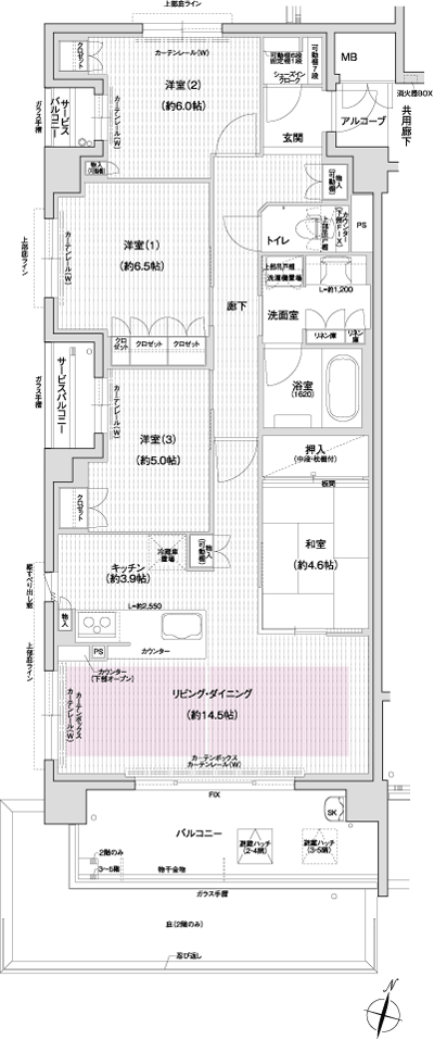 Floor: 4LDK, occupied area: 95.62 sq m, Price: 46,700,000 yen ・ 48,100,000 yen