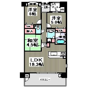 Floor plan. 3LDK, Price 21,400,000 yen, Occupied area 74.12 sq m , Balcony area 12.29 sq m floor plan. LD, Floor Heating Yes to Western-style 6 Pledge.