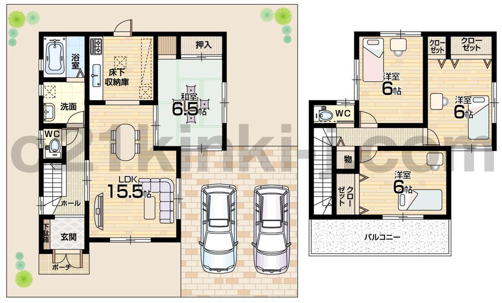 Floor plan. 25,800,000 yen, 4LDK, Land area 244.07 sq m , Building area 98.82 sq m floor plan 4LDK! South-facing large balcony! 
