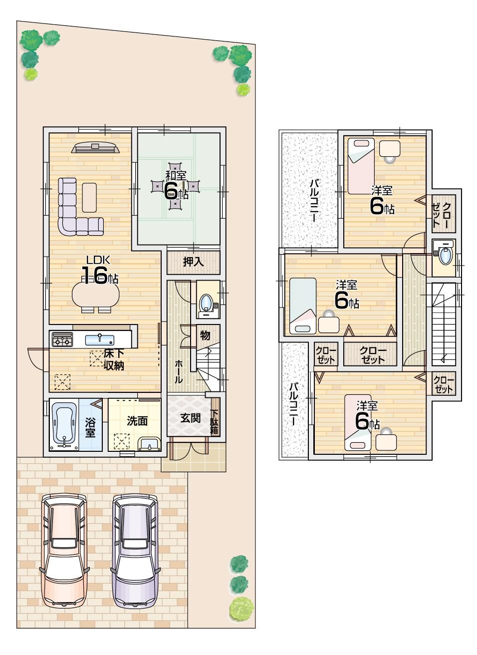 Floor plan. 22,800,000 yen, 4LDK, Land area 155.66 sq m , Building area 93.15 sq m floor plan Floor plan of the room in all room 6 quires more! 