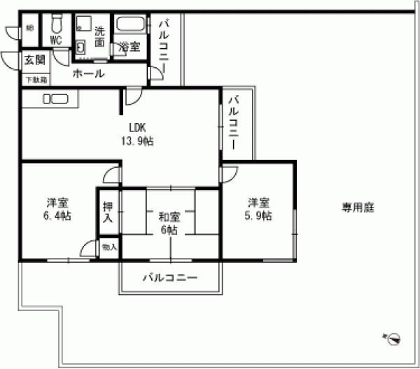 Floor plan. 3LDK, Price 7.9 million yen, Occupied area 73.76 sq m , Balcony area 12.2 sq m