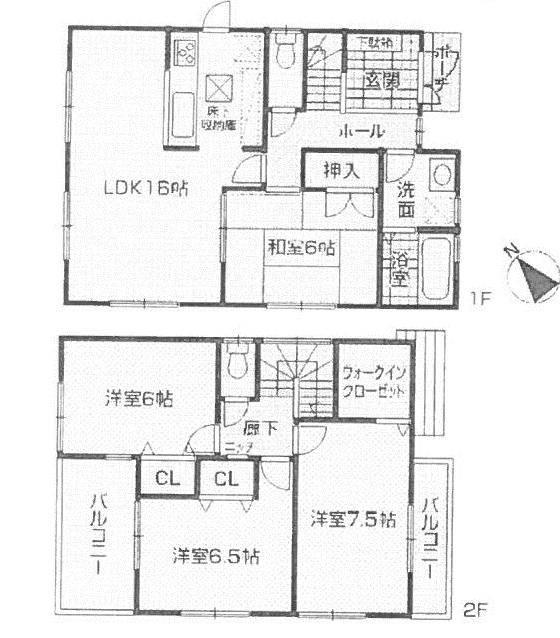 Floor plan. 26,800,000 yen, 4LDK + S (storeroom), Land area 240.64 sq m , Building area 98.82 sq m floor plan All room 6 quires more, Walk-in closet with! 