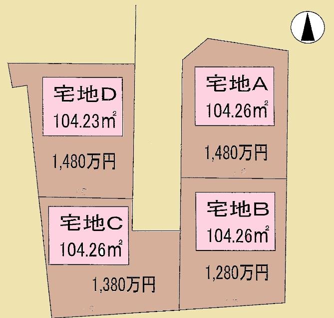 Compartment figure. Land price 12.8 million yen, Land area 104.26 sq m