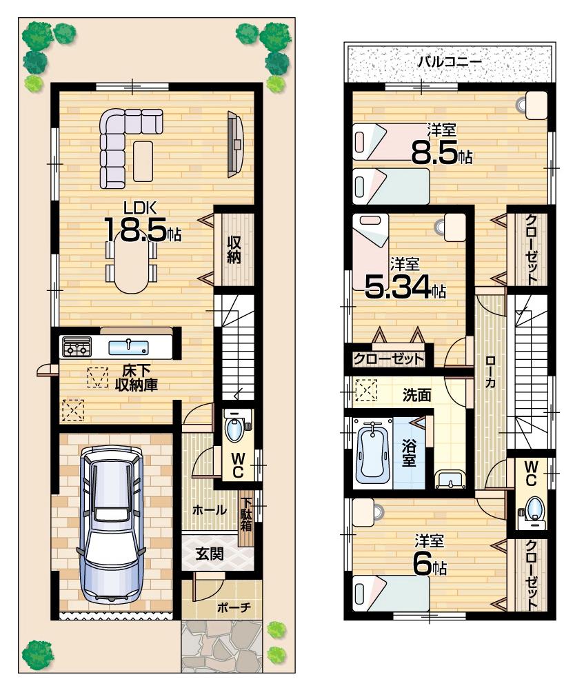 Floor plan. (No. 2 locations), Price 33,800,000 yen, 4LDK+S, Land area 200.89 sq m , Building area 115.83 sq m