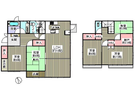 Floor plan. 24,800,000 yen, 5LDK + S (storeroom), Land area 285.72 sq m , Building area 145.1 sq m