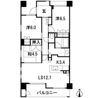 Floor: 3LDK, occupied area: 78.08 sq m, Price: 34.1 million yen