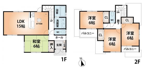 Floor plan. 28.8 million yen, 4LDK, Land area 128.17 sq m , Building area 95.58 sq m