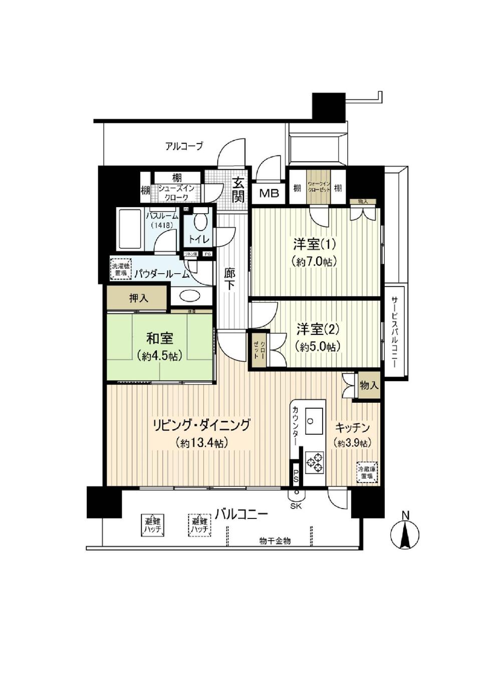 Floor plan. 3LDK, Price 28.8 million yen, Occupied area 79.11 sq m , Balcony area 13.96 sq m