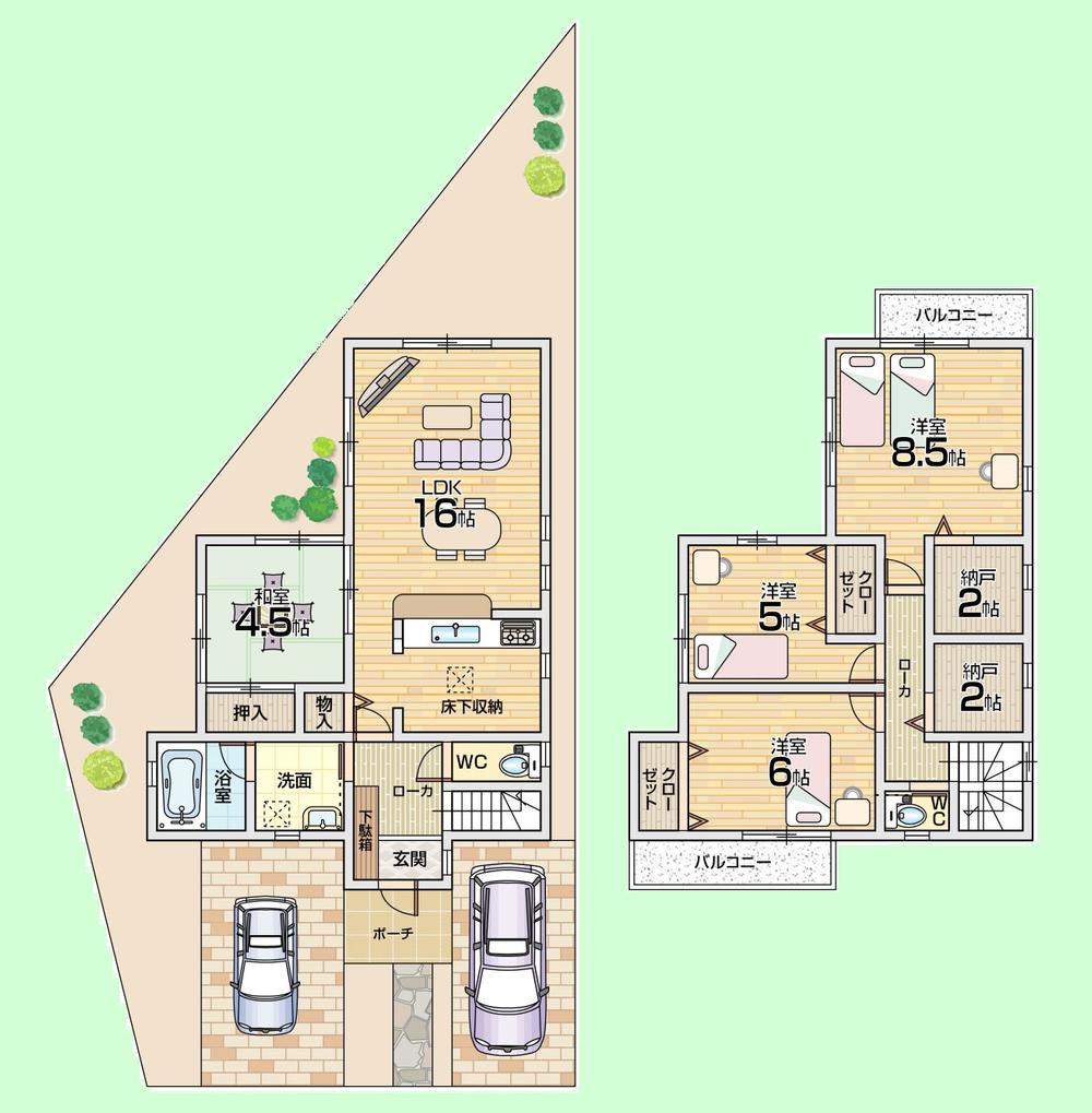 Floor plan. 23.8 million yen, 4LDK, Land area 142.84 sq m , Building area 98.82 sq m 1 issue areas