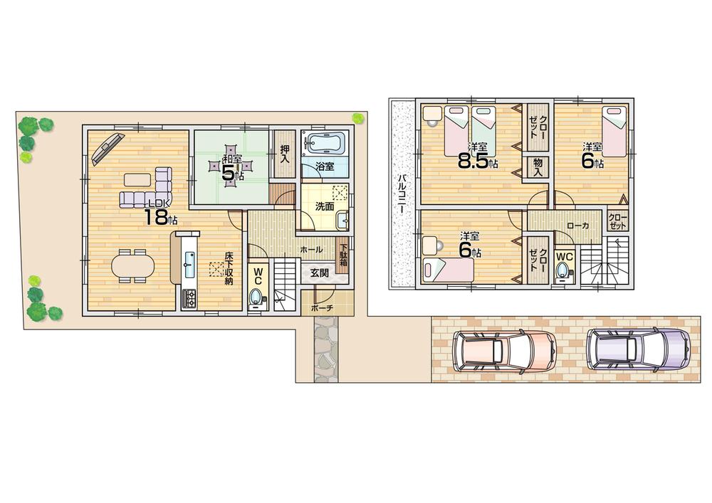 Floor plan. 25,800,000 yen, 4LDK, Land area 164.29 sq m , Building area 99.63 sq m 2 No. land