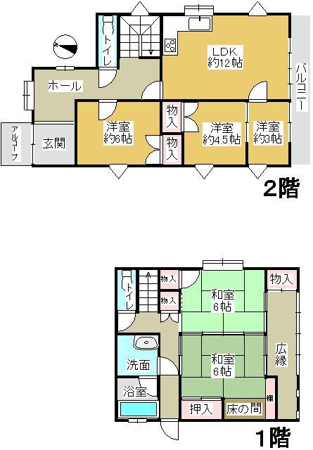 Floor plan. 18.5 million yen, 5LDK, Land area 173.37 sq m , Building area 112.61 sq m 5LDK