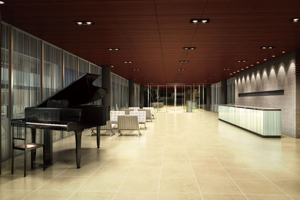 Shared facilities.  [Entrance Hall (South Residence)] Strike a luxurious atmosphere, such as hotels, Bright and airy entrance hall. Grand piano of automatic performance, To produce a rich adult space. Hall flowing elegant piano playing, Enjoy moments of relaxation, Can also be used as a wide lounge space is reserved (Rendering)